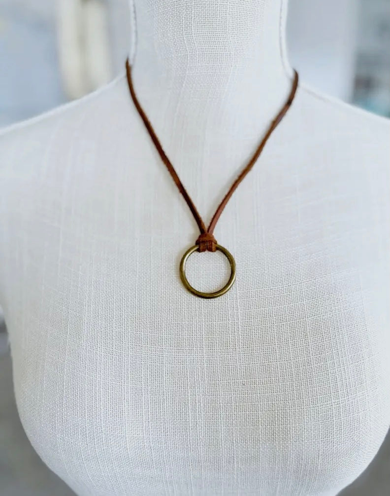 Brass & Leather Necklace - short length