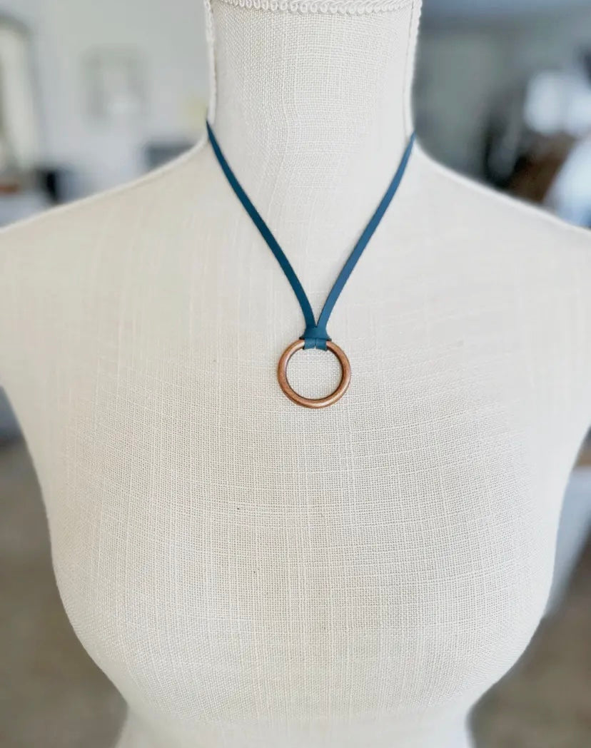 Copper & Blue Leather necklace