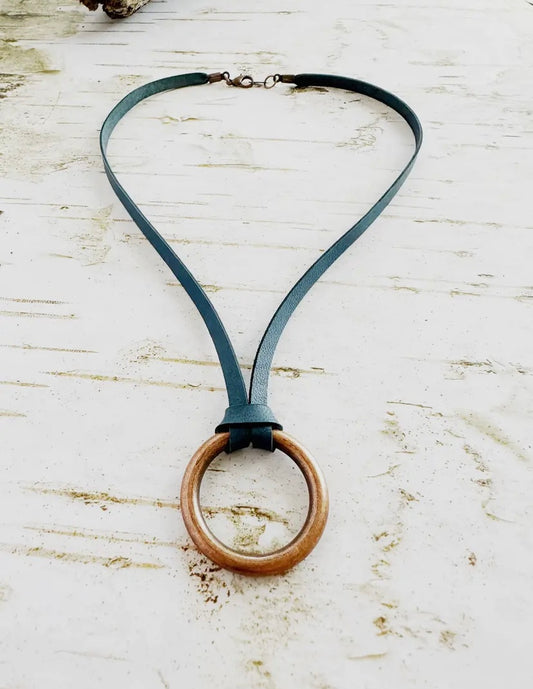Copper & Blue Leather necklace