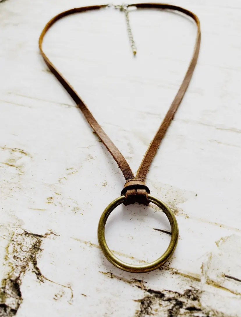 Brass & Leather Necklace - short length