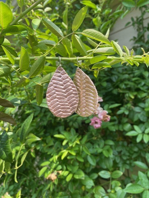 Rose Gold Woven Leather Teardrops